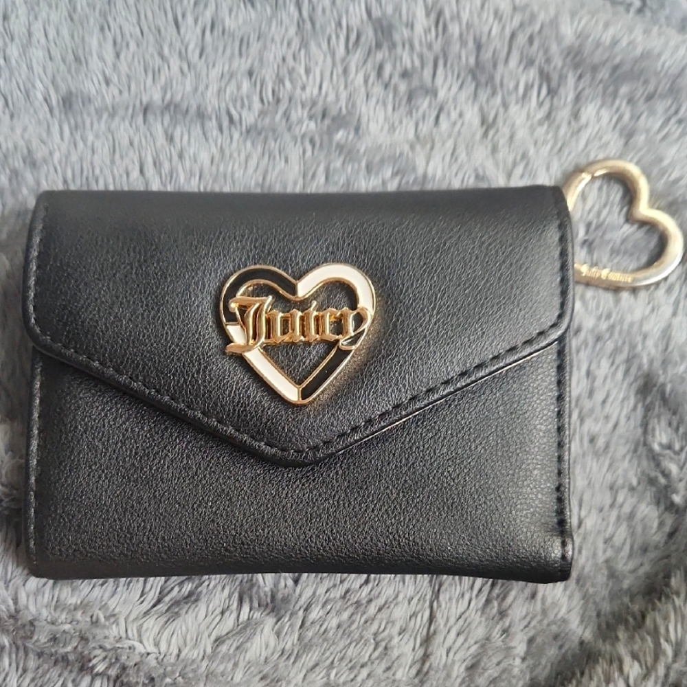 Juicy Couture Black Wallet with Gold Heart Detail